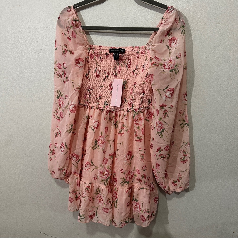 Floral Printed Smocked Ruched Mini Dress
